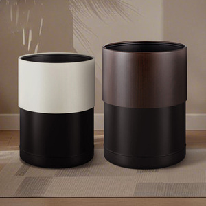 Nouvelle poubelle en bois de noyer noir, de grande valeur pour la maison et le salon, peinture métallique, imitation bois massif, neuve - Product Image 5
