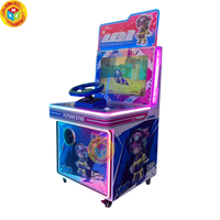 Machine de jeu d'arcade de course pour enfants à monnayeur, avec éclairage LED néon, pour aire de jeux intérieure, avec roues