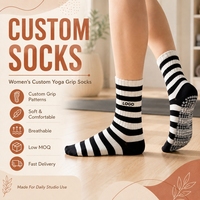 Chaussettes de yoga personnalisées pour femmes, antidérapantes, respirantes, avec détail de revers, pour Pilates et fitness