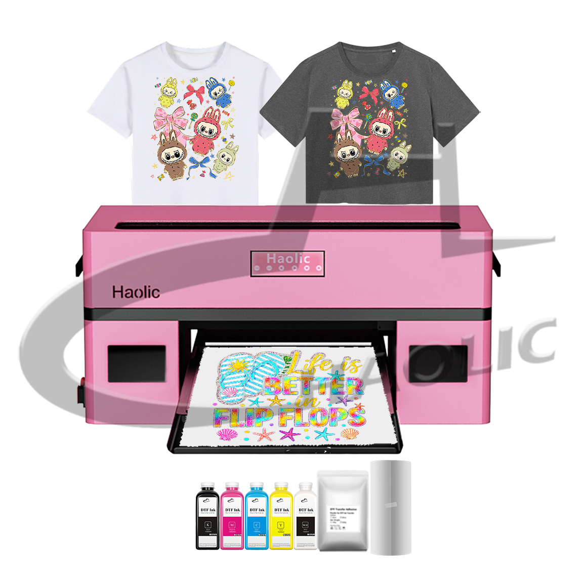 Automatic A3 DTG Printer DTF Transfers Stickers All In One For T-shirt Hoodies Textile Clothes Pink DTF DTG Hybrid Printer