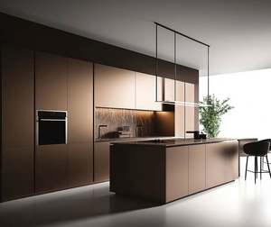 Gabinetes de Cocina Personalizados de Madera y Mármol para Apartamentos y Villas, Juego de Armarios Modernos con Acabado Mate y Isla, Solución Modular Completa - Product Image 2