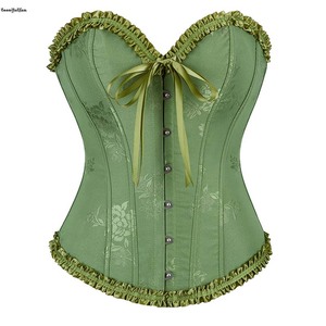 11 Colori Verde Blu Rosa <span class=keywords><strong>Rosso</strong></span> Nero Corsetto Plissettato con Volant Lingerie Sexy Top Vittoriano da <span class=keywords><strong>Donna</strong></span> Abito Gotico Taglie Forti - Product Image 2