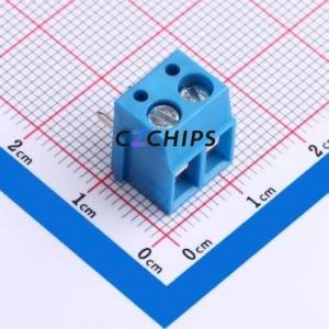 DB300R-5.0-2P-BU-S Screw Terminal Block P=5mm Connector ( Construction: 1x2P )( Pitch: 5mm )( Color: Blue ) - Product Image 1