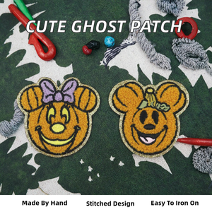 Patchs brodés thermocollants en feutre chenille, motif fantôme de dessin animé d'Halloween, faits main sur mesure, design blanc mignon, fournis par l'usine, pour chapeau - Product Image 2