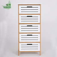 Cómoda Alta de Bambú con 5 Cajones, un Mueble de Almacenamiento de Gran Capacidad para la Organización del Dormitorio y Almacenamiento Adicional de Ropa y Ropa de Cama