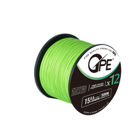 Ligne de pêche tressée GPE 12 brins, longueur personnalisée, haute densité, couleur inaltérable, ODM, fabricant avec faible MOQ