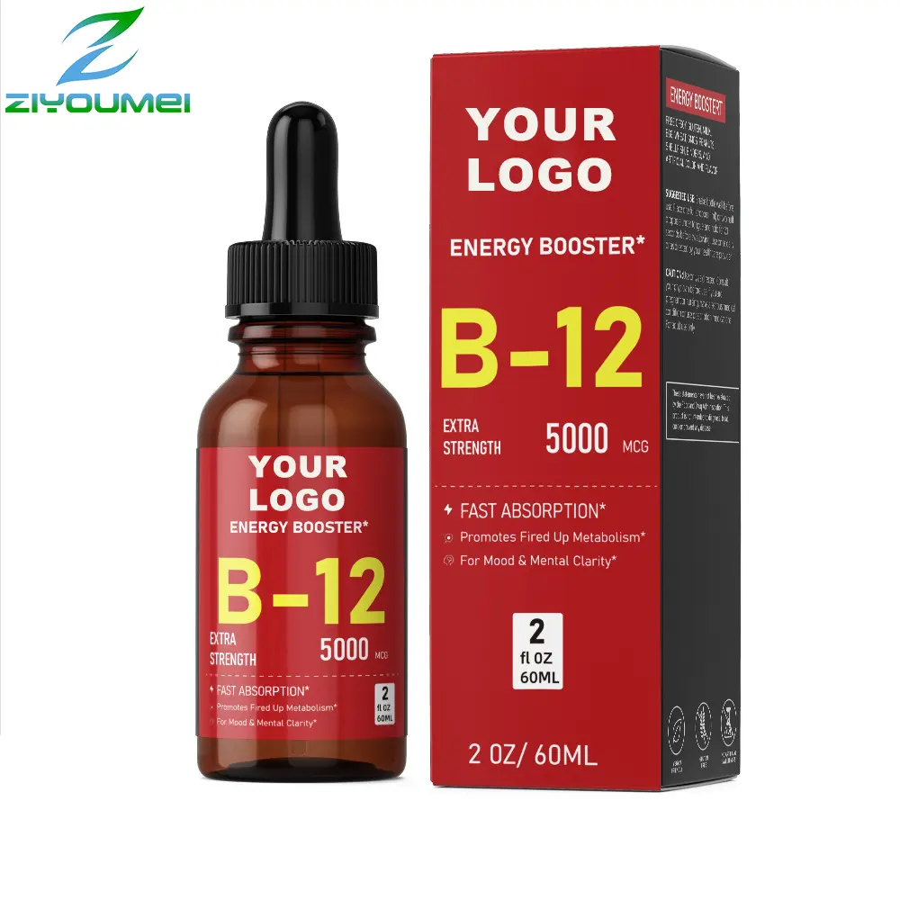 توفير العلامة التجارية Oem أفضل جودة ميثالكوبالامين العضوي فيتامين B12 قطرات سائلة فوائد الفيتامينات غوغي السائل الطبيعي عن طريق الفم