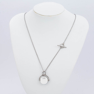 Geometric <b>Titanium</b> Steel Long Necklace Adjustable Rotating Pendant Unisex Fashion Jewelry Gift - Product Image 4