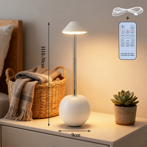 Lámpara de Mesa Moderna con Base de Plástico Amarillo Ecológico, Pantalla de Cristal en Forma de Cono, LED E26, Cuello Flexible, Luz Blanca Cálida 3500K AC - Product Image 1