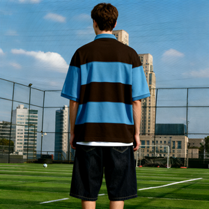 เสื้อยืดคอปกผู้ชาย TKAN500 ผ้าฝ้ายหนานุ่ม สไตล์ลำลอง ทรงโอเวอร์ไซส์ เสื้อโปโลสตรีทแวร์ ปักลายเส้น สำหรับผู้ชาย - Product Image 3