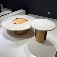 Table basse minimaliste en bois d'ingénierie beige, 2 pièces, ronde, mobilier moderne pour salon