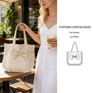 Bolsa de Compras Personalizada 2026, Nueva, Grande, con Volantes, Personalizable, Ecológica, Reutilizable, de Lona de Algodón, con Volantes - Product Image 1