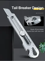 Couteau utilitaire multifonctionnel 6 en 1 en acier inoxydable, papeterie, coupe-tout usage, ouvre-bouteille, ouvre-boîte, règle à vis