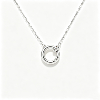 Collier pendentif double anneau en argent pur S925, design ajouré minimaliste, petites pierres en zircone cubique, chaîne à maillons