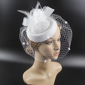 En gros, Coiffe de mariée européenne, Voile vintage, Fascinator, Accessoires capillaires à plumes, <span class=keywords><strong>Chapeau</strong></span> élégant pour courses hippiques et événements de <span class=keywords><strong>mariage</strong></span> - Product Image 1