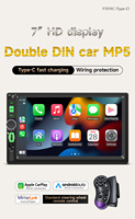 Autoradio Android BQCC 7 pouces double DIN, écran tactile Carplay, lecteur MP5, aide au recul, RGB, USB Type-C, entrée auxiliaire, amplificateur