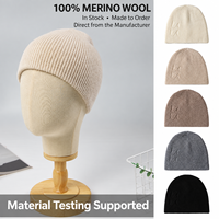 Bonnet en laine mérinos 100% pour l'automne/hiver, chaud, pour l'extérieur, haut de gamme, tricoté, unisexe, pour couples, double couche, coupe-vent, protection des oreilles