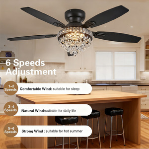 <b>Ceiling</b> <b>Fan</b> With Crystal Chandelier 5 Blades LED Light <b>Remote</b> <b>Control</b> For Living Room Bedroom - Product Image 3