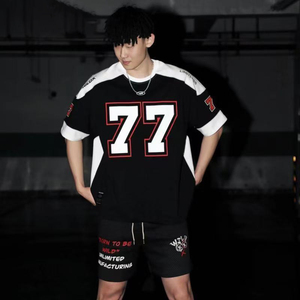Camiseta Deportiva <span class=keywords><strong>Retro</strong></span> de Manga Corta de Hockey sobre Hielo 77, Estilo Urbano Informal, Jersey de Rugby, <span class=keywords><strong>Baloncesto</strong></span>, Hip Hop, Estilo <span class=keywords><strong>Europeo</strong></span> - Product Image 3