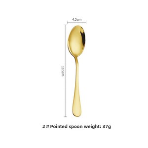 Set di posate in acciaio inossidabile dorato all'ingrosso: cucchiaio rotondo, spatole per torta, forchetta, posate dorate per ristorante - Product Image 6