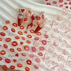 Pegatinas para Uñas del Día de San Valentín, Labios Rojos en 3D, Calcomanías Autoadhesivas para Uñas con Diseño de Corazón, Suministros para Arte de Uñas para DIY - Product Image 1