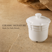Marmite en céramique blanche avec couvercle pour service de soupes nutritives en restaurant, logo personnalisé, vente en gros pour traiteurs, vente en gros mondiale