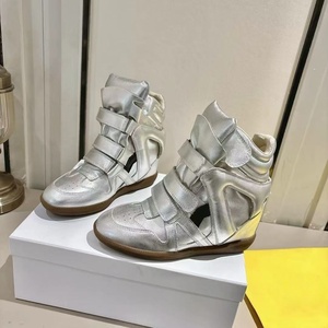 European and American Style Invisible <b>Height</b>-<b>increasing</b> Women's Sports <b>Shoes</b> Wedge Heel Genuine Leather High-top Casual <b>Shoes</b> - Product Image 5