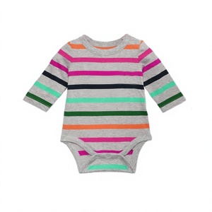Combinaison pour bébé nouveau-né personnalisée en gros par le fabricant, 100% coton, manches courtes, unisexe, combinaison une pièce pour nourrisson - Product Image 1