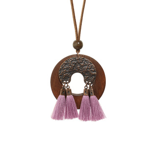 Boho Wooden Tassel <b>Necklace</b> <b>Statement</b> Jewelry Women's Fashion Beaded <b>Necklaces</b> 2024 - Product Image 5