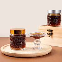 Pot en verre gaufré vide de 120 ml (5 oz) pour baume et crème à base de plantes, avec couvercle noir, directement de l'usine