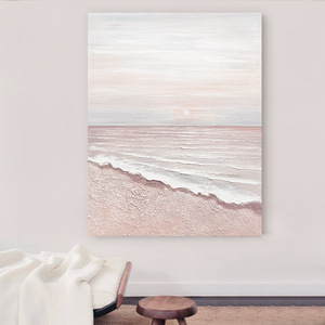 Pintura al óleo pintada a mano, cuadro rectangular impresionista con escena de playa, arte en lienzo para sala de estar, sofá, decoración de pared de fondo - Product Image 4