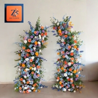 Ensemble de colonnes de fleurs artificielles rose et bleu de luxe, arrangement floral artificiel de haute qualité avec verdure suspendue pour arche de mariage