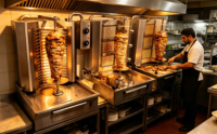 Grill à Kebab et Shawarma Commercial Rotatif Automatique en Acier Inoxydable de Haute Qualité, Économe en Énergie, Grande Capacité