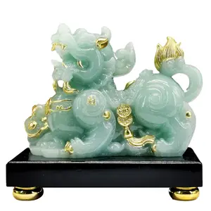 2023 Resina chinesa Fengshui Pi Yao Estátua De Gelo Azul Jade Pixiu Estátua Fortuna Sorte Jade Pixiu Estátua Presentes