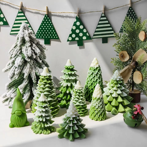 Christmas Tree Shaped <b>Candles</b> Xmas Wax Scented <b>Candles</b> White Green Decorative Christmas Tree Gifts for Xmas Eve <b>Winter</b> Holiday - Product Image 5