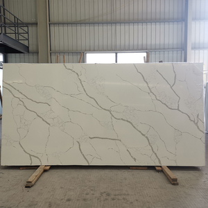 Venta al por mayor Laza 5042 piedra de cuarzo artificial Bar Tops blanco puro gris venas diseño moderno para Villa baño cocina encimeras - Product Image 2