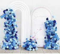 Latar Belakang Pernikahan Biru S-A7662 Papan KT Seni Bunga Mawar Hydrangea Anggrek Bunga Lantai Bola Bunga