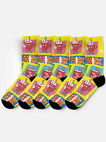 Chaussettes de Noël imprimées numériquement en Spandex/Polyester, anti-bactériennes, prêtes à l'emploi, pour hommes et femmes, motif chocolat chaud jaune, collection de fêtes