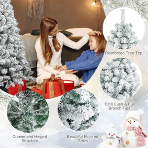 Sapin de Noël artificiel floqué de qualité supérieure en PE et PVC mélangés, avec des cônes de pin naturels - Product Image 3