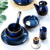 Nordic Style Europe Luxury Fine Dinnerware Set Blue Porcelain Ceramic Restaurant Plates Wholesale Dinnerware Sets