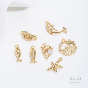 Colgantes de <span class=keywords><strong>la</strong></span> Serie Vida Marina con Fuerte Galvanoplastia <span class=keywords><strong>y</strong></span> Chapado en Oro de 14K, Delfín, Estrella de Mar, Concha <span class=keywords><strong>y</strong></span> <span class=keywords><strong>Ballena</strong></span>, Accesorios para Joyería DIY - Product Image 3