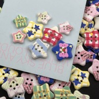 Kancing Dekoratif Motif Bintang 4 Lubang yang Lucu, Aksesoris Jahit DIY untuk Kardigan, Kaus Kaki, Topi, Sepatu Anak, Ornamen Kerajinan