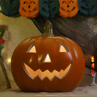 Citrouille en plastique surdimensionnée personnalisée, sculptable, visage souriant, décoration d'Halloween, artisanat avec ampoules LED pré-éclairées