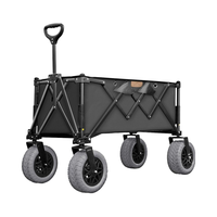 Chariot de plage pliable tout-terrain avec pneus en caoutchouc noir robustes de 9 pouces, chariot utilitaire extra large Outland-XL Stratton Forge pour le sable