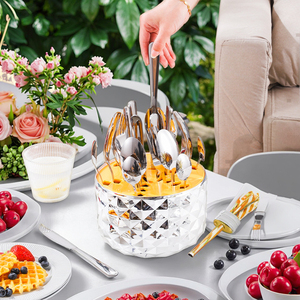 Оптовая продажа с фабрики: Набор столовых приборов из 24 предметов в западном стиле, креативный дизайн «Ананас», нержавеющая сталь, ножи и вилки - Product Image 3