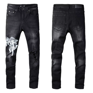 Jeans slim fit pour <span class=keywords><strong>homme</strong></span>, style hip-hop, streetwear, style rappeur, imprimé lettres vintage, 100% coton, vente <span class=keywords><strong>en</strong></span> gros OEM - Product Image 6