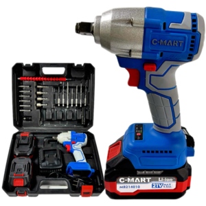 Ensemble d'outils sans fil 10-en-1 bleu en gros, comprenant mini-marteau, clé à chocs et meuleuse d'angle sans balais pour la construction. Échantillon sur mesure. - Product Image 1