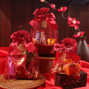 Joy Candy Bags Little Red Sugar Fruit Bags forniture per matrimoni sacchetti di caramelle con coulisse in Organza all'ingrosso - Product Image 4