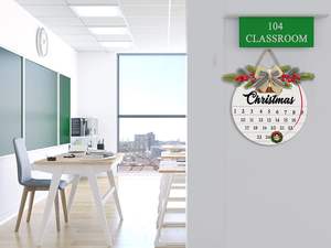 Liste de Noël Bienvenue porte signes Noël jusqu'à rond <span class=keywords><strong>calendrier</strong></span> en bois porte d'entrée pays maison murs décorés de couronnes - Product Image 6