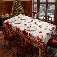 Nappe de Noël Imperméable, Anti-Taches et Résistante à la Chaleur, Facile à Nettoyer, Motif Père Noël, pour Fêtes et Dîners
